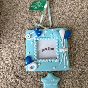 Baby Boy First Christmas Photo Frame Ornament New With Tags